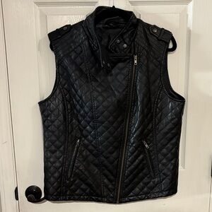 APT 9 Black Quilted Leather Vest